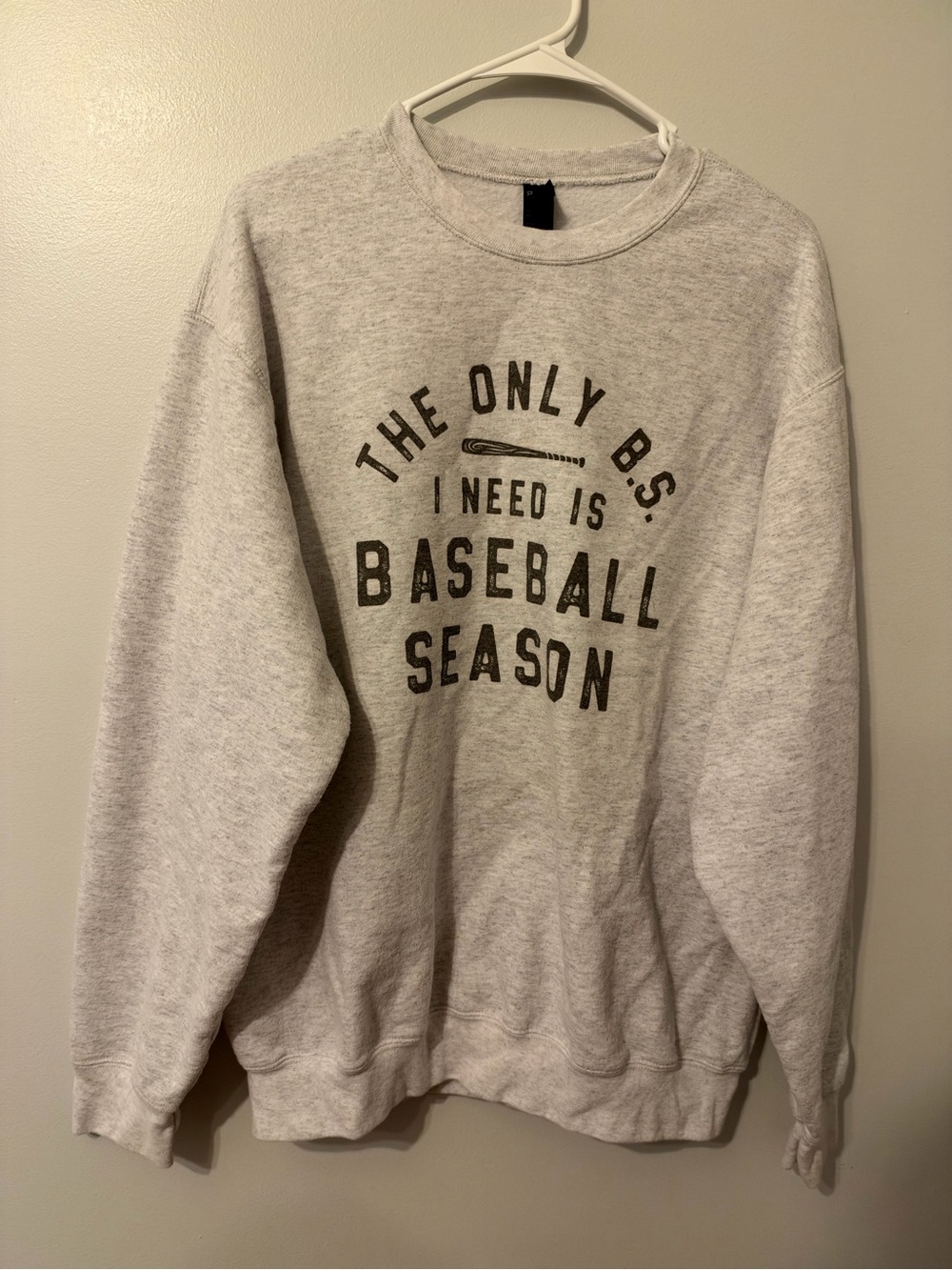 Women’s Gray Crewneck Sweatshirt - Baseball Season Graphic